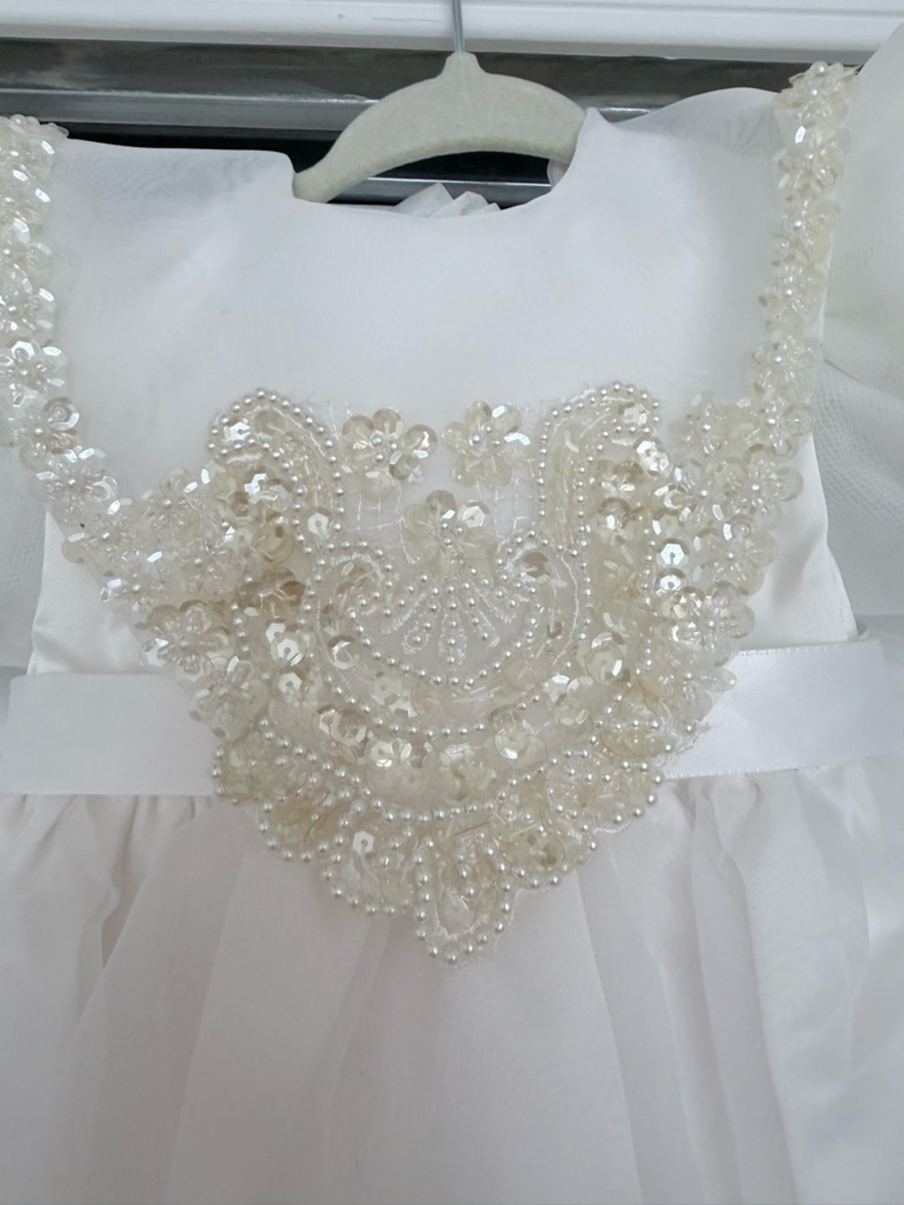 Ivory Pearl-Embellished baby girl christenings gown with pillbox hat custom made - Picture 3 of 11
